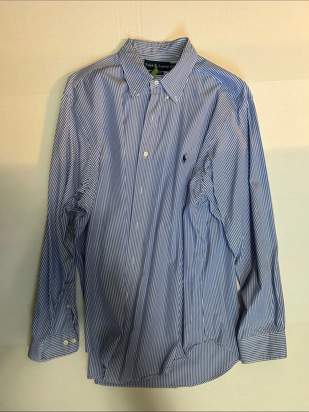 Polo by Ralph Lauren Blue and White Stripe Dress Shirt size 17 34/35
